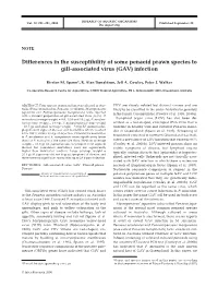 Differences in the Susceptibility of Some Penaeid Prawn Species to Gill-Associated Virus (GAV) Infection