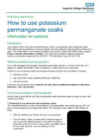 How to Use Potassium Permanganate Soaks Information for Patients