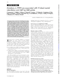 Mutations in PHF8 Are Associated with X Linked Mental Retardation And