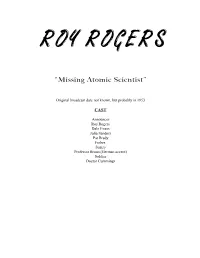 Roy Rogers: Missing Atomic Scientist