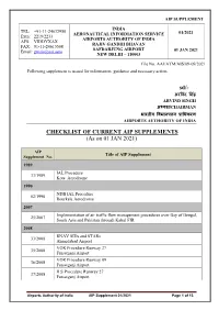 Sd/- CHECKLIST of CURRENT AIP SUPPLEMENTS (As on 01 JAN 2021)