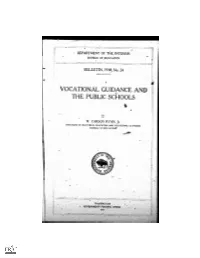 Vocational Guidance and the Public Schools