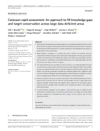 Cetacean Rapid Assessment: an Approach to Fill Knowledge Gaps and Target Conservation Across Large Data Deficient Areas