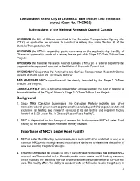 Consultation on the City of Ottawa O-Train Trillium Line Extension Project (Case No