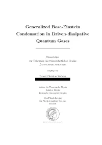 Generalized Bose-Einstein Condensation in Driven-Dissipative Quantum Gases