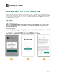 Personal Mobile Banking - Setting up Touch Id® & Fingerprint Login