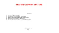 Plasmid Cloning Vectors