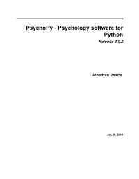 Psychology Software for Python Release 3.0.2