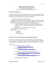 Which One Should I Choose? Family History Database Programs Aka Family History Record Management Programs