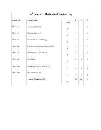6 Semester Mechanical Engineering