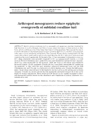 Arthropod Mesograzers Reduce Epiphytic Overgrowth of Subtidal Coralline Turf