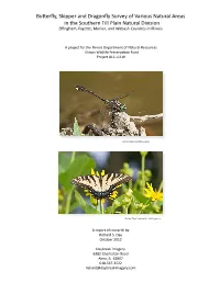 Butterfly, Skipper and Dragonfly Survey of Various Natural Areas In