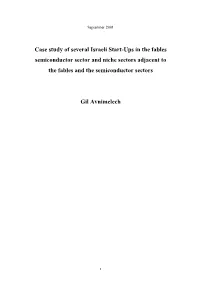 Case Study of Several Israeli Start-Ups in the Fables Semiconductor Sector and Niche Sectors Adjacent to the Fables and the Semiconductor Sectors