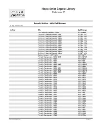 Items by Author - with Call Number 20 Aug 2015 5:21 PM