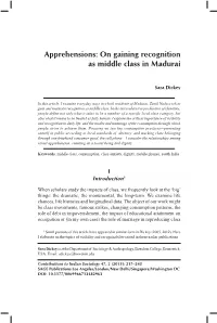 On Gaining Recognition As Middle Class in Madurai