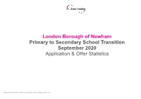 Primary to Secondary School Transition September 2020 Application & Offer Statistics