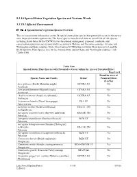 Special Status Vegetation Species and Noxious Weeds