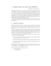 1 Design Pattern for Open Class (DRAFT) 2 Abstract Factory