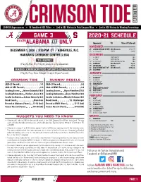 2020-21 Schedule Rv/25Alabama Vs Unlv Game 3