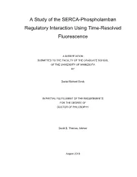 A Study of the SERCA-Phospholamban Regulatory Interaction Using Time-Resolved Fluorescence