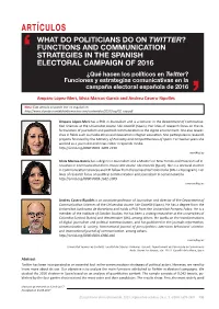 Functions and Communication Strategies in the Spanish Electoral