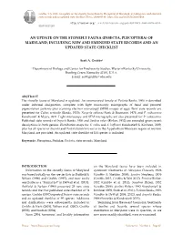 Insecta, Plecoptera) of Maryland, Including New and Emended State Records and an Updated State Checklist