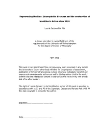 Representing Muslims: Islamophobic Discourse and the Construction Of