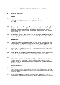 Scope of the Archive Service Accreditation Scheme