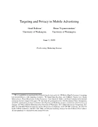 Targeting and Privacy in Mobile Advertising
