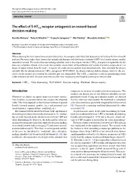 The Effect of 5-HT1A Receptor Antagonist on Reward-Based