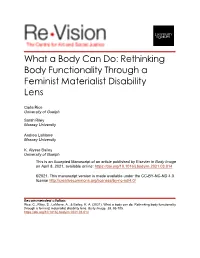 What a Body Can Do: Rethinking Body Functionality Through a Feminist Materialist Disability Lens
