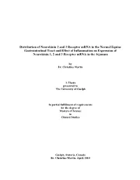 Distribution of Neurokinin 2 and 3 Receptor Mrna in the Normal