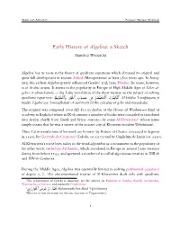 Early History of Algebra: a Sketch