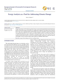 Exergy Analysis As a Tool for Addressing Climate Change
