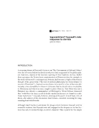 Logocentrism? Foucault's Late Response to Derrida Gideon Baker