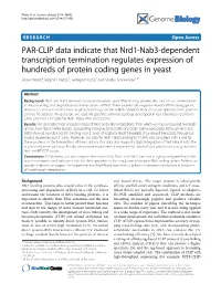 PAR-CLIP Data Indicate That Nrd1-Nab3