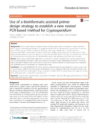 Use of a Bioinformatic-Assisted Primer Design Strategy to Establish a New Nested PCR-Based Method for Cryptosporidium Anson V