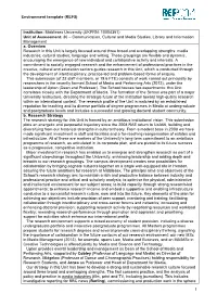 Environment Template (REF5) Institution: Middlesex University