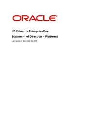 JD Edwards Enterpriseone Statement of Direction – Platforms