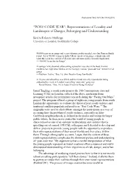 POST CODE WAR”: Representations of Locality and Landscapes of Danger, Belonging and Understanding