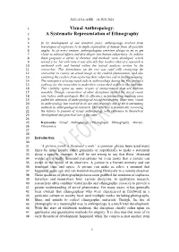 Visual Anthropology: a Systematic Representation of Ethnography