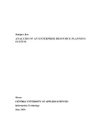 Analysis of an Enterprise Resource Planning System