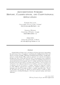 Argumentation Schemes. History, Classifications, and Computational Applications