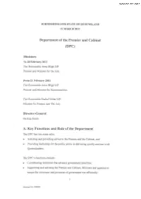 Department of the Premier and Cabinet (DPC) A. Key Functions