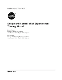Design and Control of an Experimental Tiltwing Aircraft