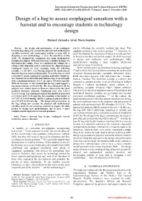 Design of a Bag to Assess Esophageal Sensation with a Barostat and to Encourage Students in Technology Design