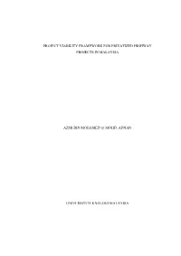 Project Viability Framework for Privatized Highway Projects in Malaysia