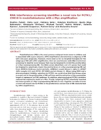 RNA Interference Screening Identifies a Novel Role for PCTK1/ CDK16 in Medulloblastoma with C-Myc Amplification