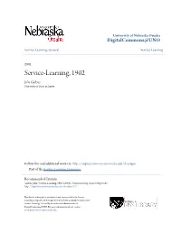 Service-Learning, 1902 Julia Garbus University of Texas at Austin