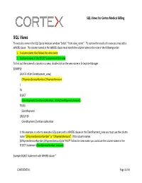 SQL Views for Medical Billing